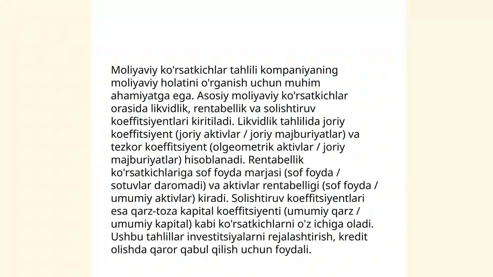 Korxonalar moliyaviy holatini reyting baholash va tahlil qilish 4