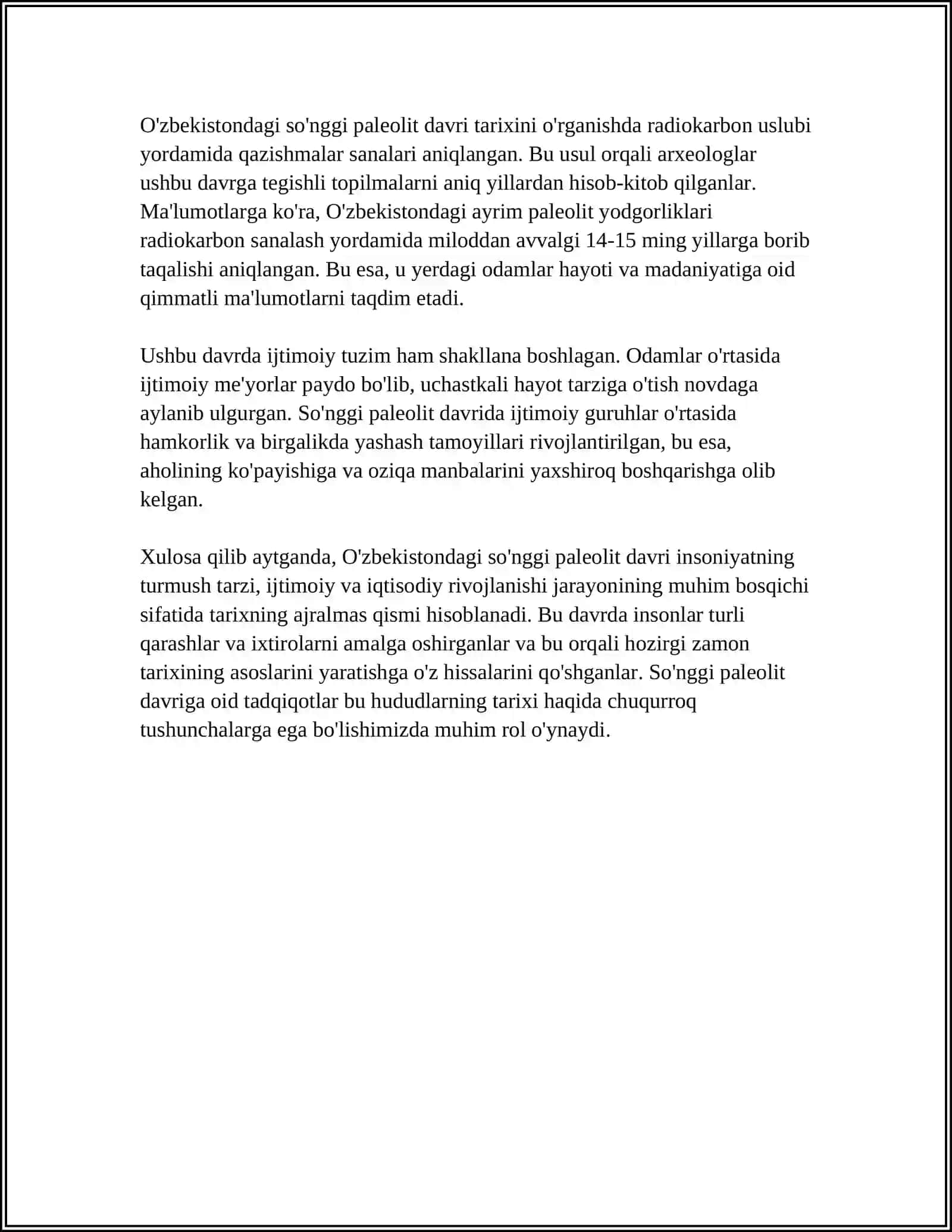 O'ZBEKISTONNING SO'NGI PALEOLIT DAVRI TARIXI 4