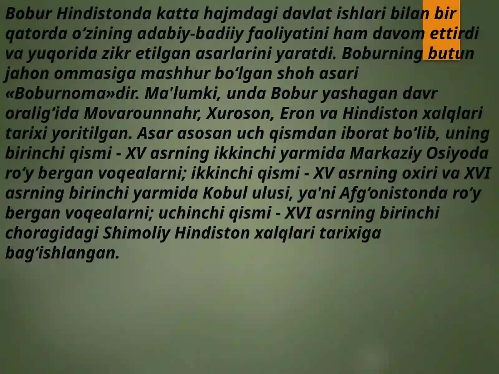 ZahriddinMuhammadBoburning“Boburnoma”asaritarixiymanbaasosida 4