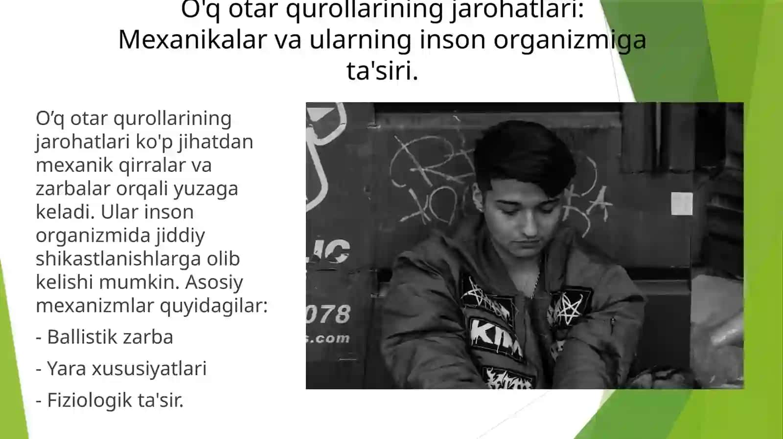 O‘qotar qurollardan jarohatlanish mexanizmi 4