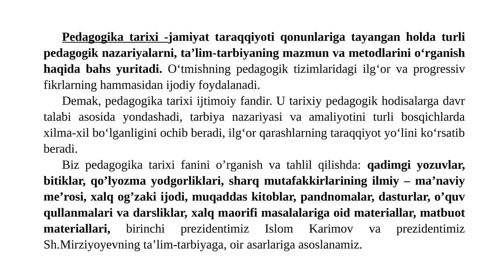 PEDAGOGIKA TARIXI FAN SIFATIDA. IBTIDOIY JAMOADA TARBIYA 4