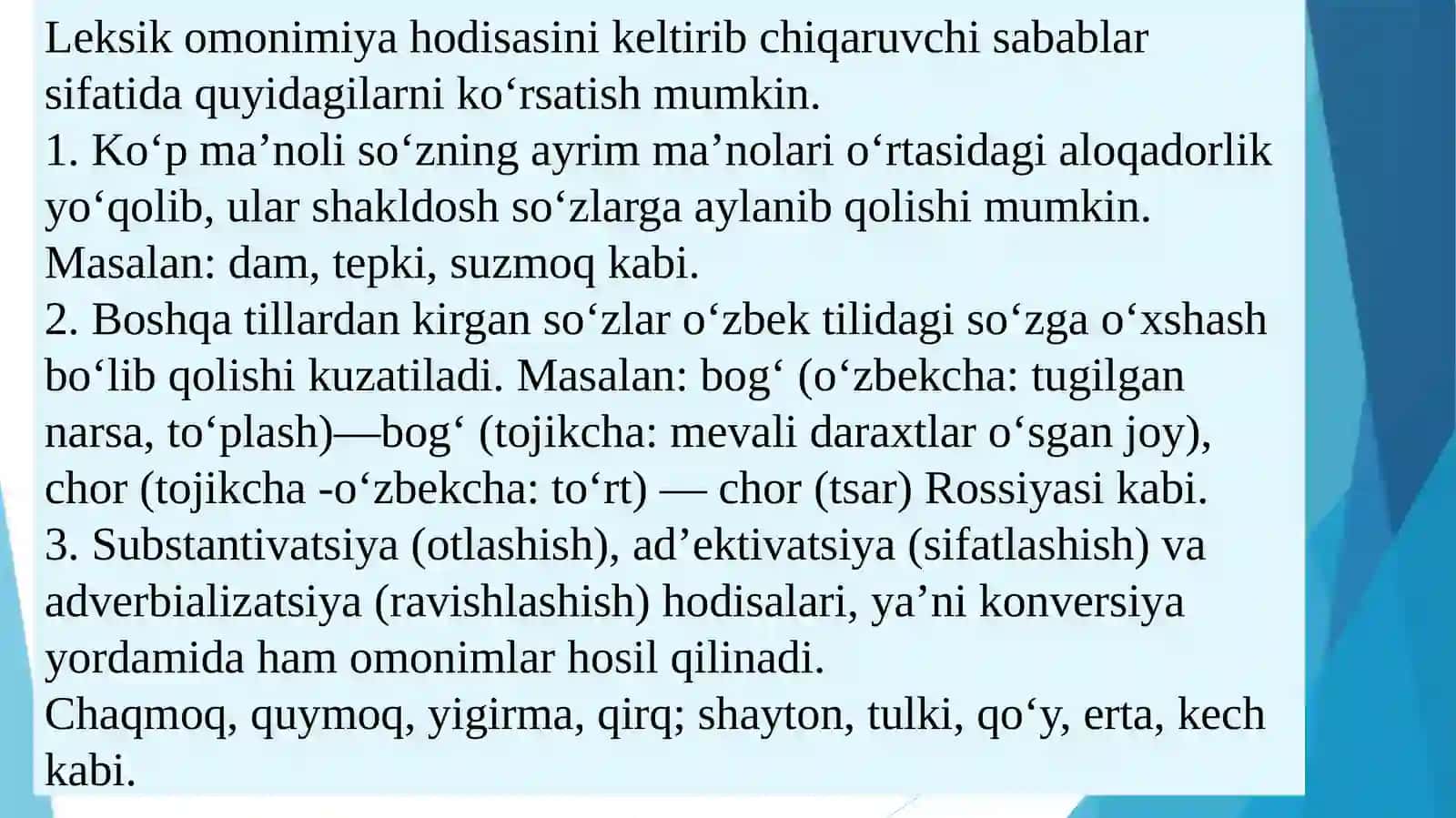 Omonim turlari va badiiy matn tarkibidagi uslubiy xususiyatlari 4