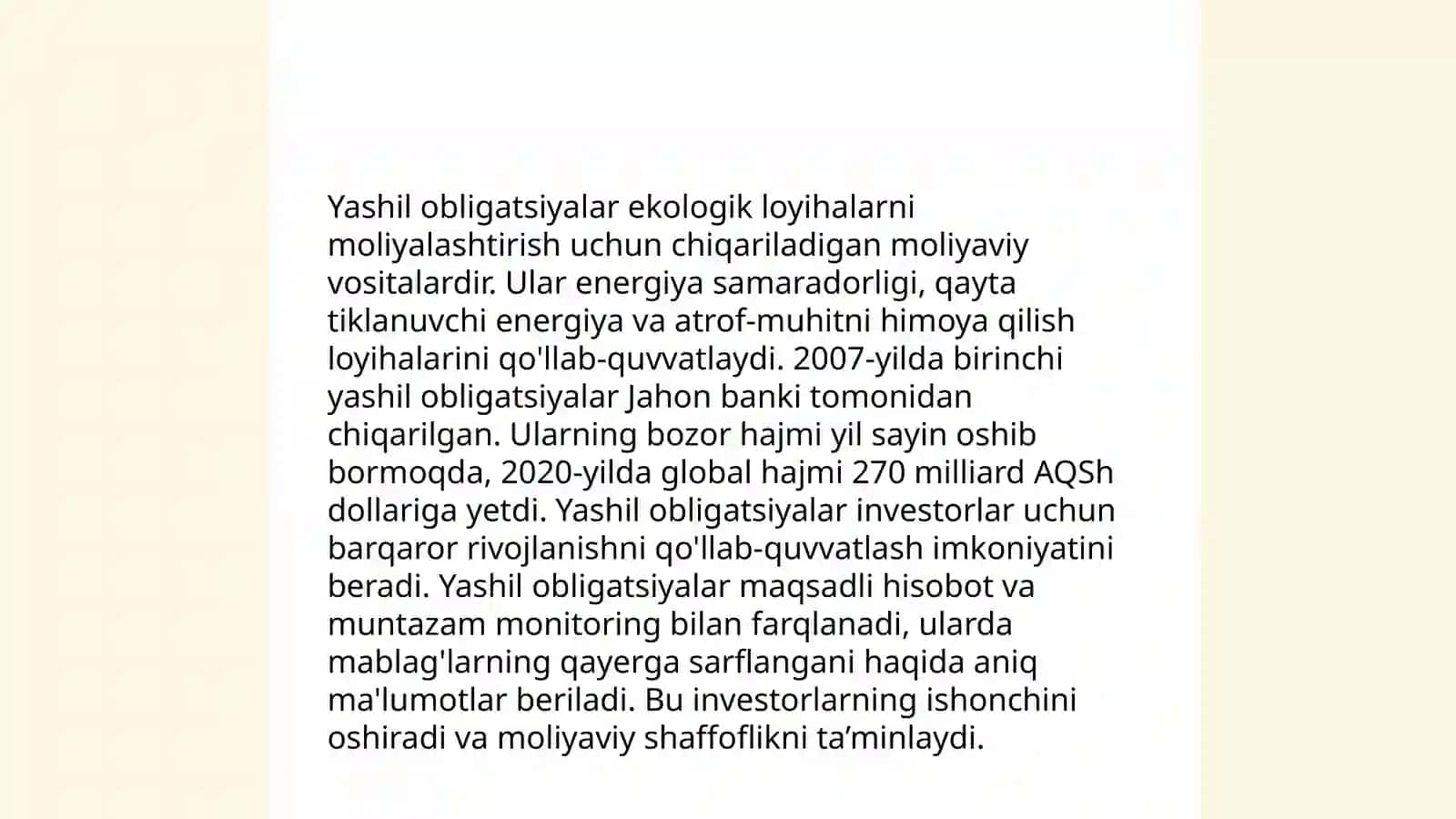 Yashil obligatsiyalar va ularning xususiyatlari 4