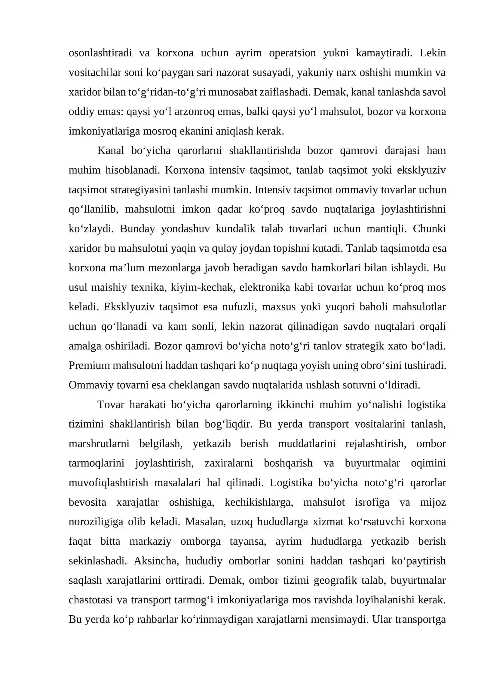 Tovar harakati bo‘yicha qarorlarni shakllantirish 4