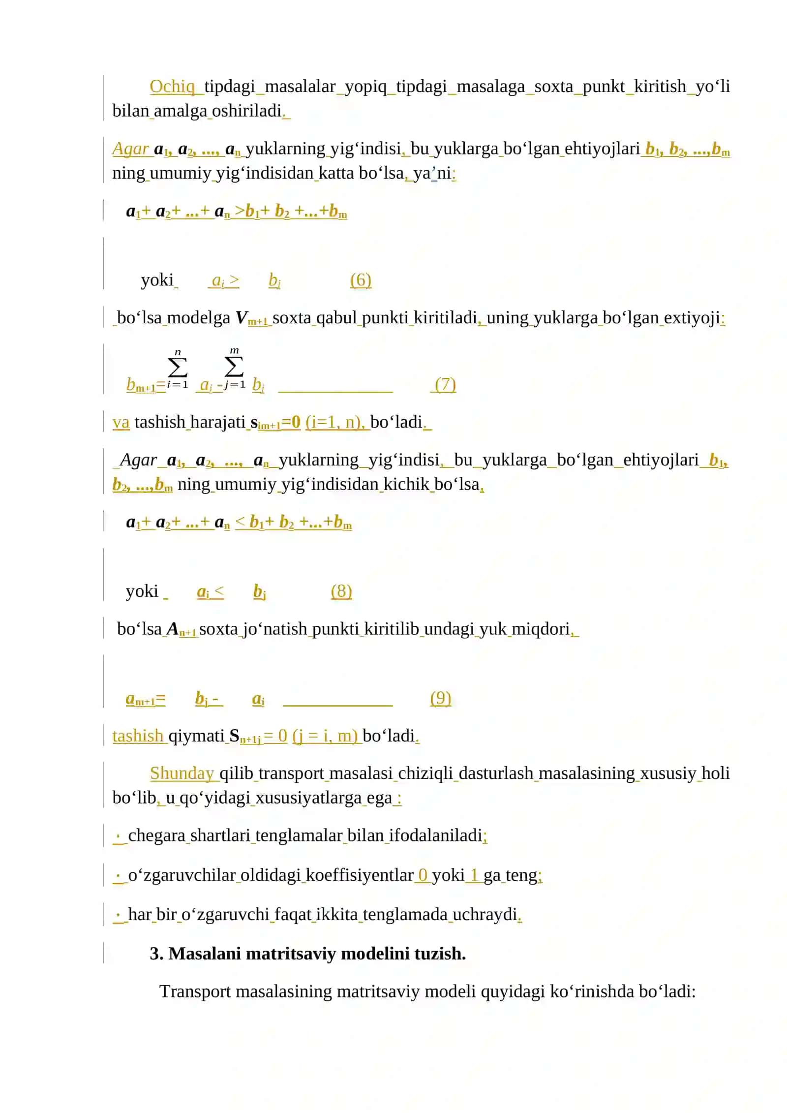 Transport masalasi va uning matematik modelini tuzish amaliy ish 4
