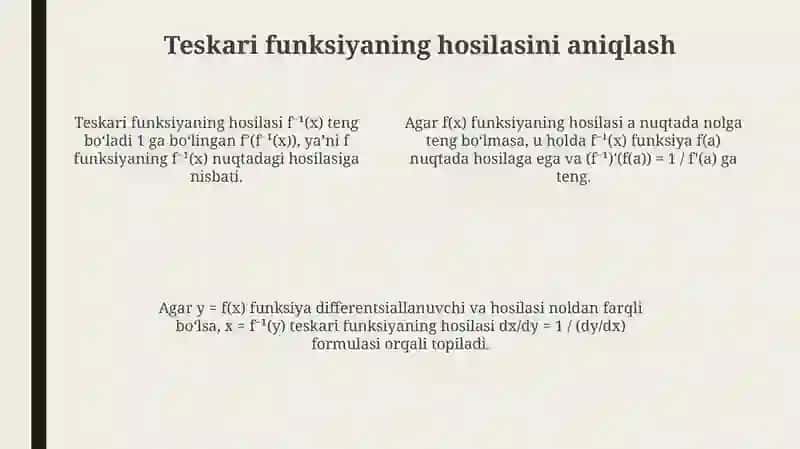Teskari funksiyaning hosilasi 4