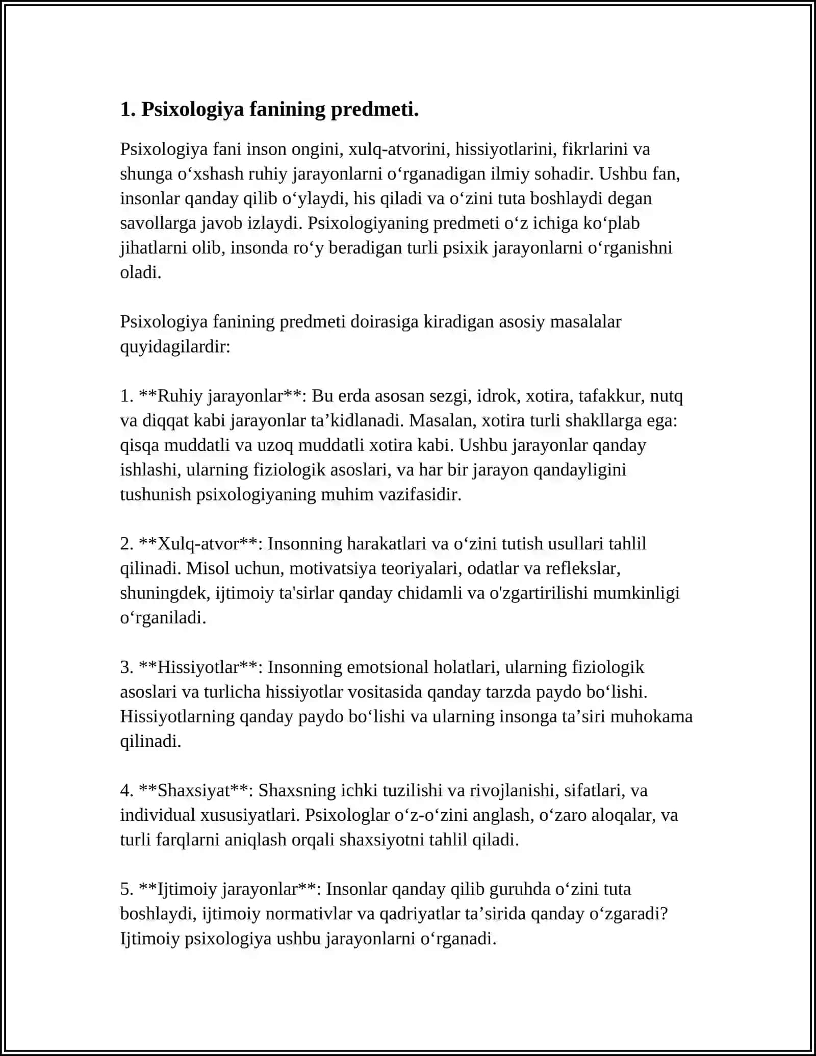 Psixologiya Fanining Predmeti 4
