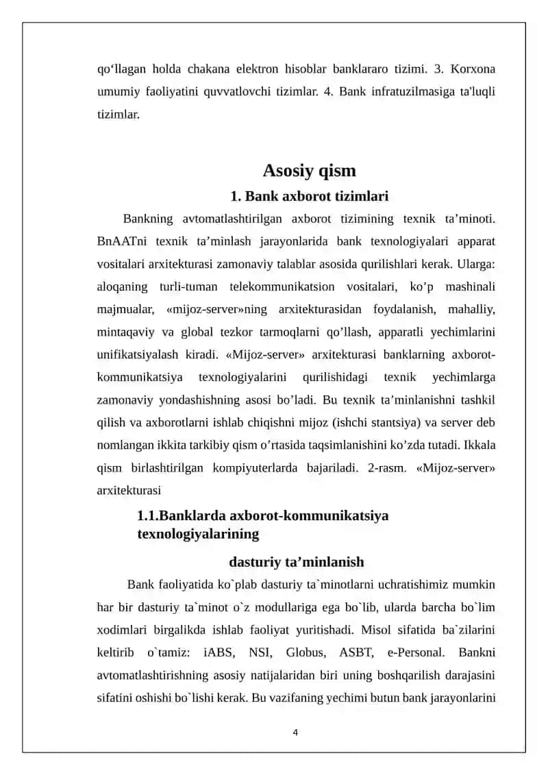 Bank avtomatlashtirilgan axborot tizimlari 4