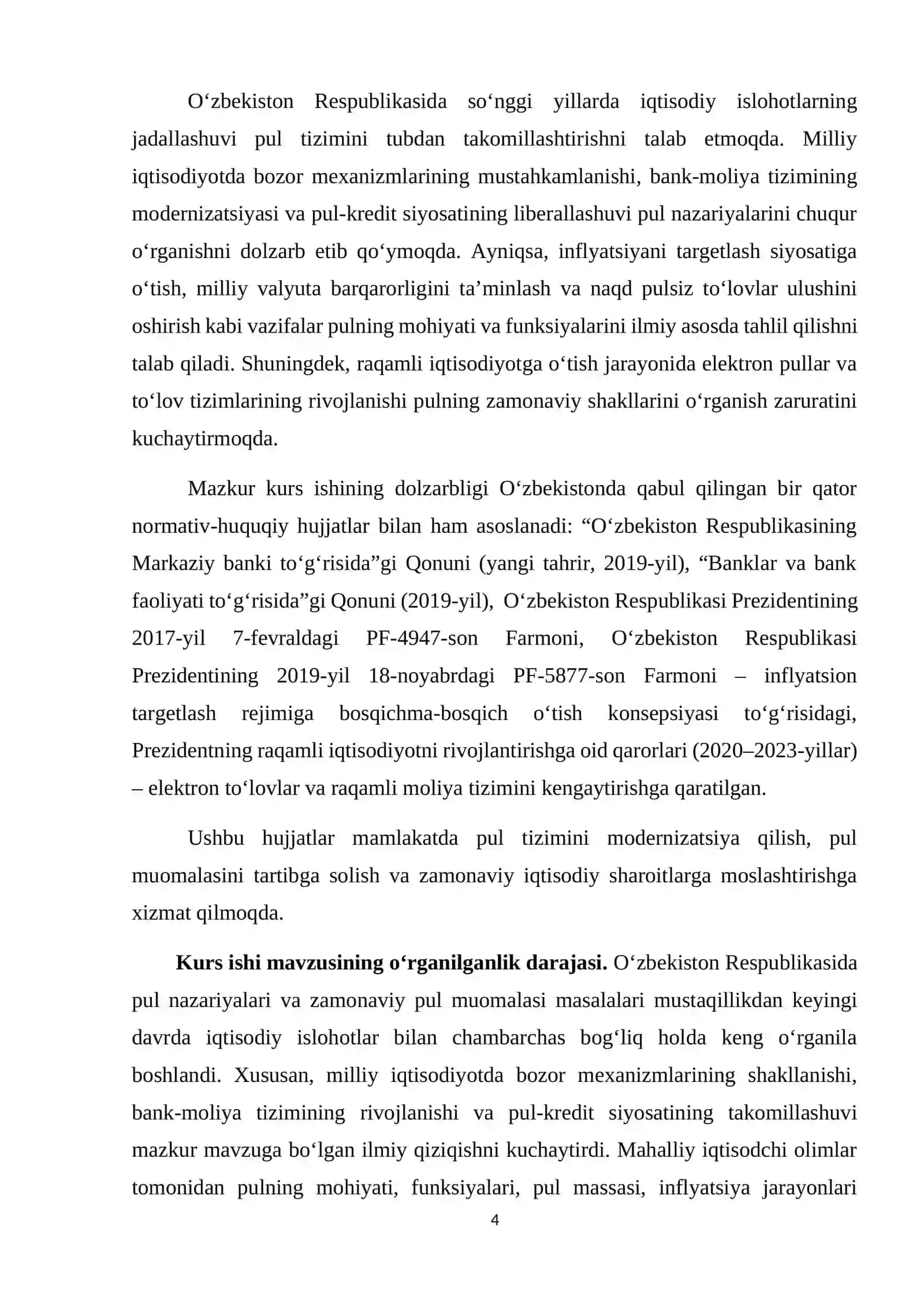 BOB. PUL NAZARIYALARINING SHAKLLANISHI VA RIVOJLANISHI 4