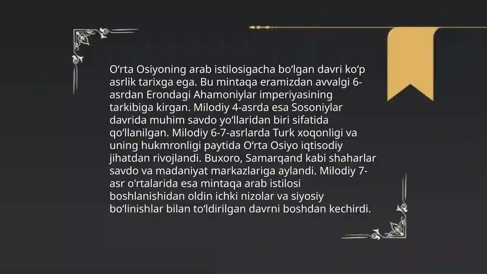 Arablar Oʻrta Osiyoni istilo qilishi 4