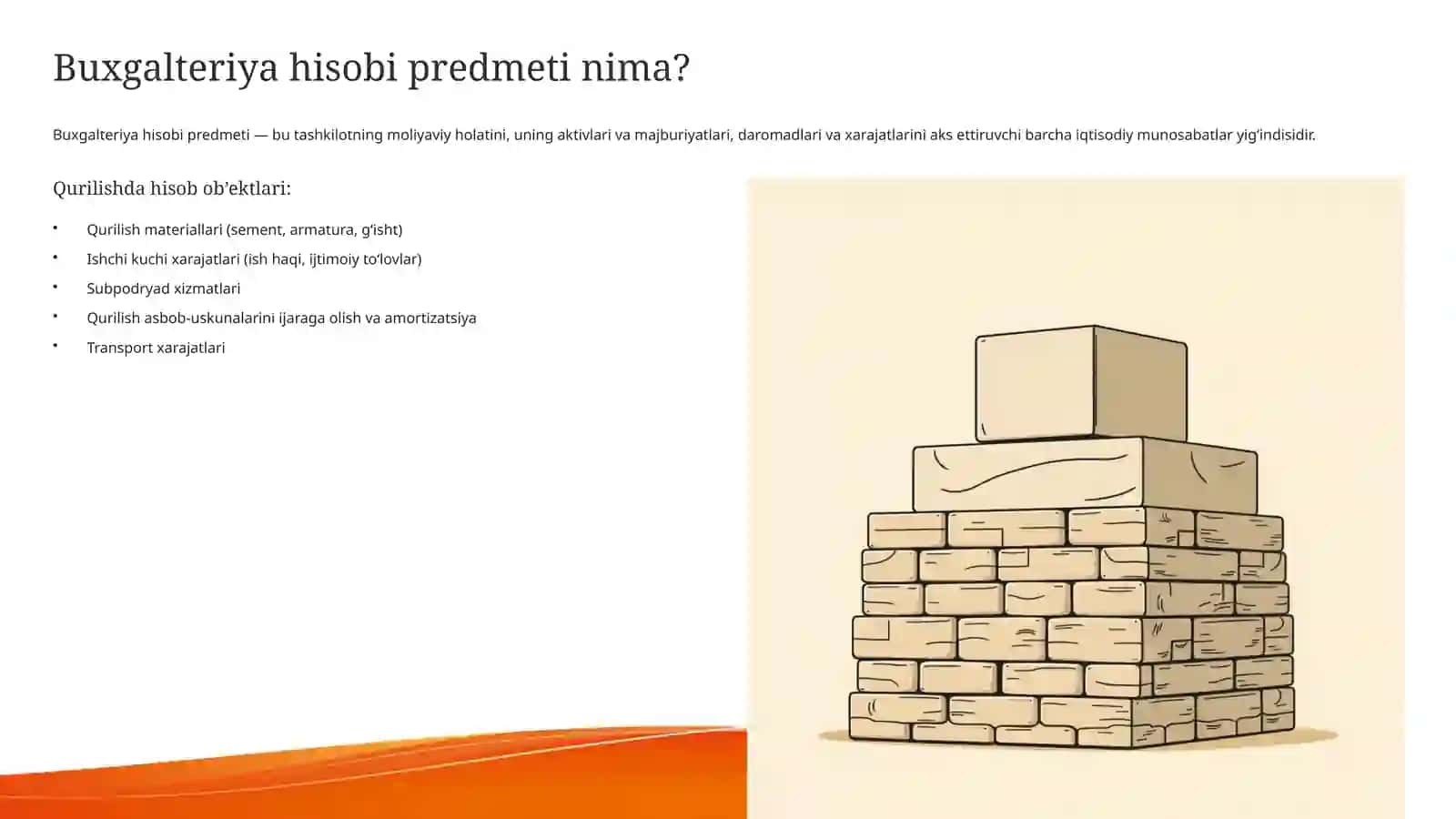 Qurilish tashkilotlarida buxgalteriya hisobi predmeti 4