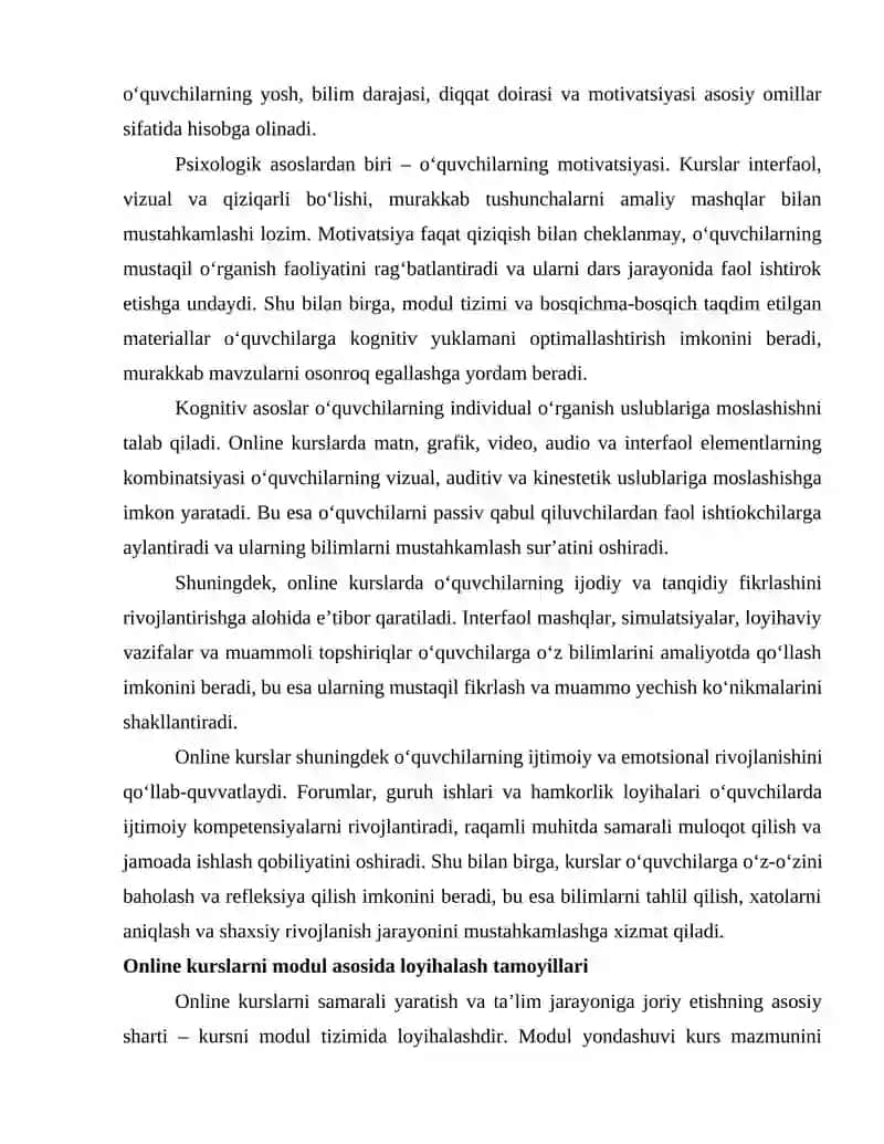 Online kurslar va ularga didaktik materiallar tayyorlash 4