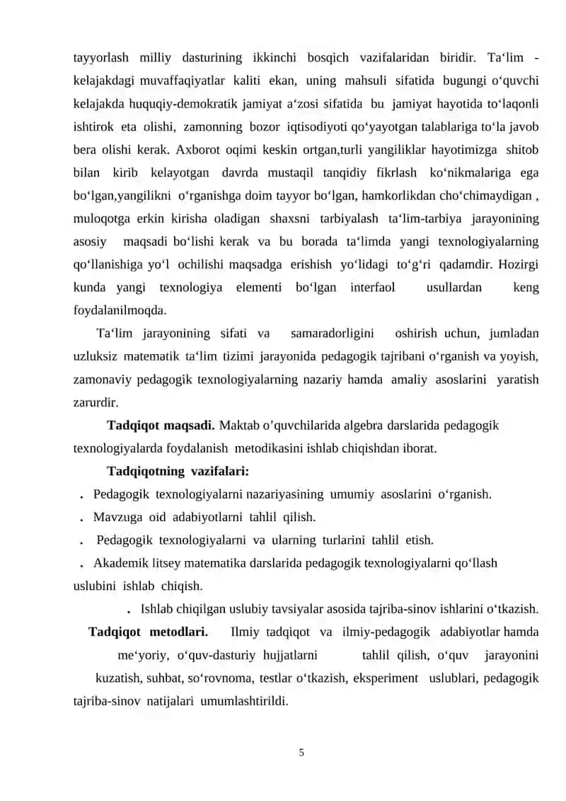 Algebra fanini o’qitishda ta’lim texnologiyalari 4