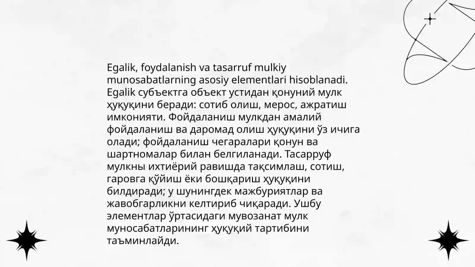Mulkiy va nomulkiy munosabatlar 4
