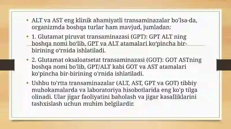 Transaminazalarni klinik ahamiyati 4