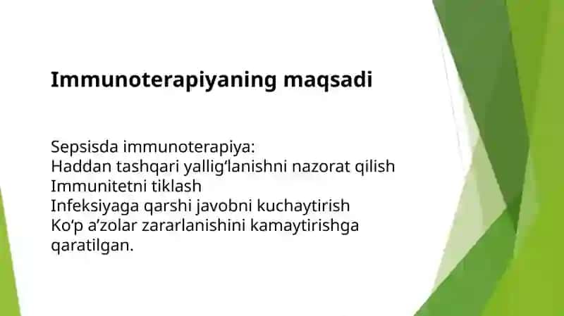 Sepsisning immunoterapiyasi. 4