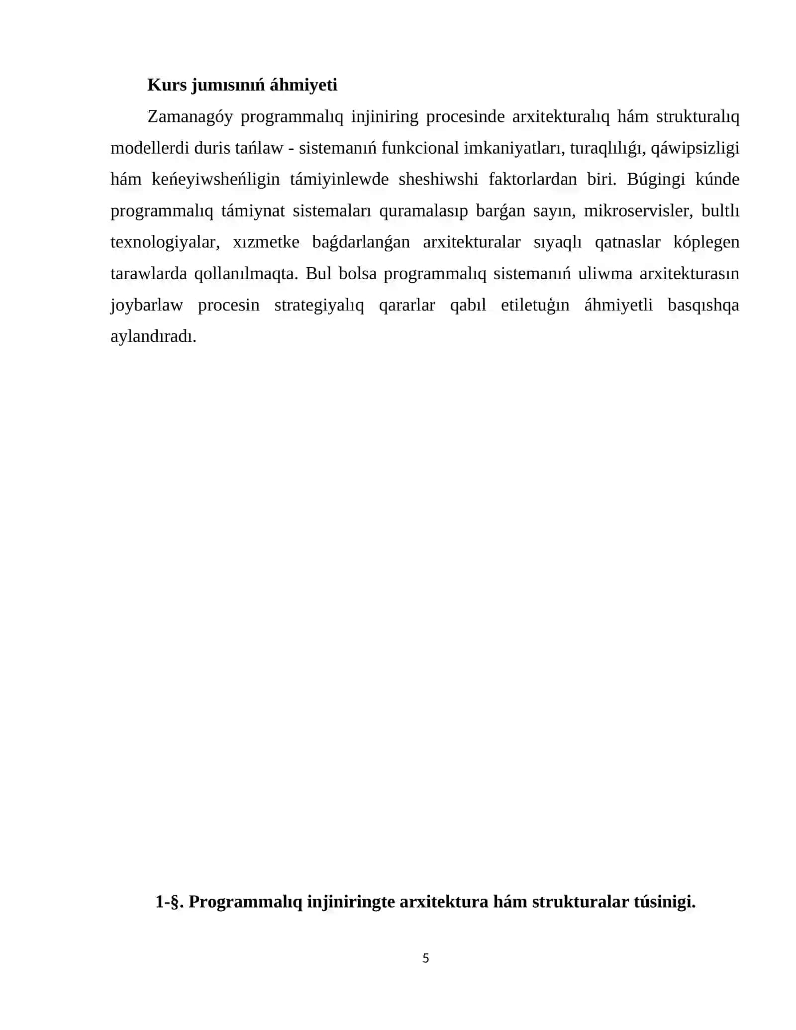 Programmalıq injiniringte arxitektura hám strukturalar 4