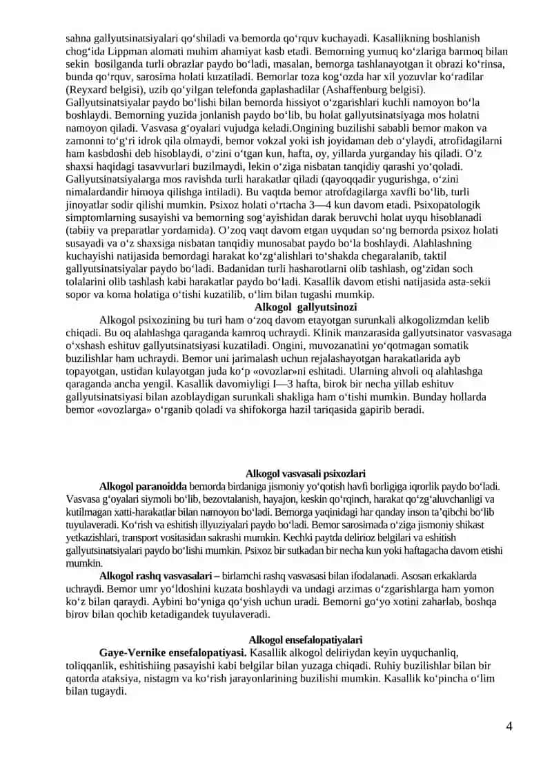 Alkogolizm, alkogol psixozlar 4