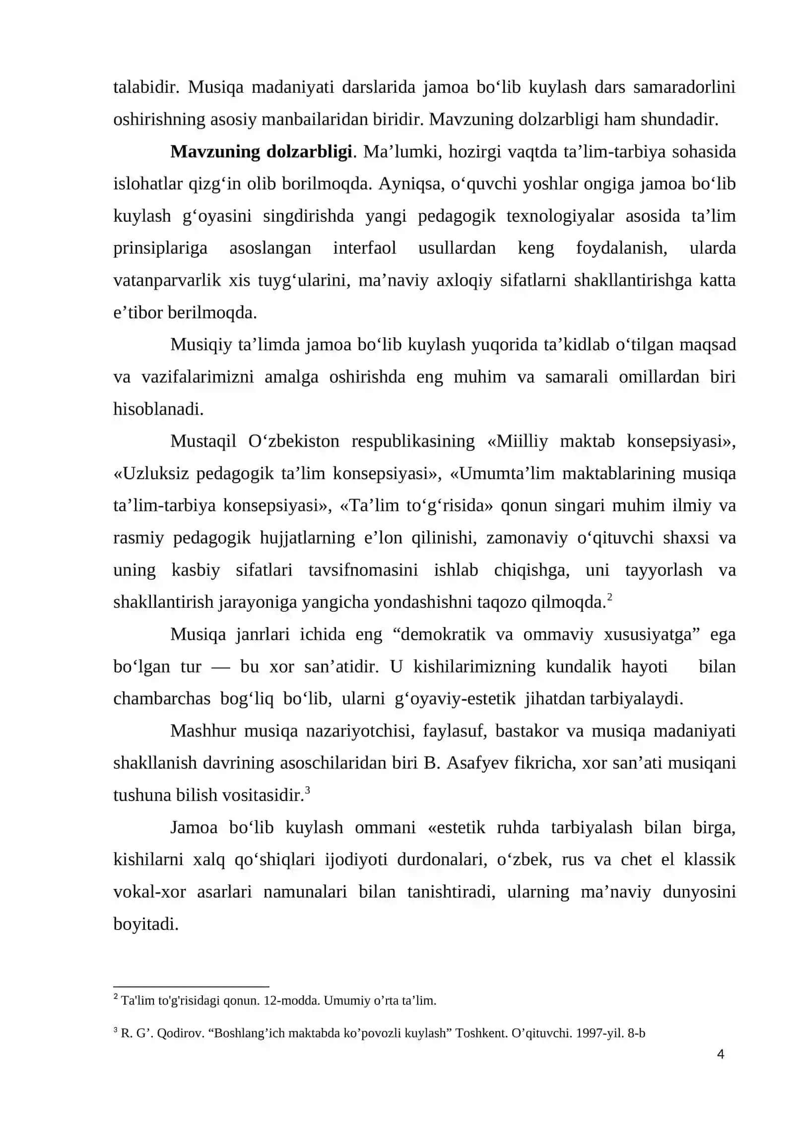 Vokal xor malakalari va ularning musiqa darsida qoʻllanilishi 4