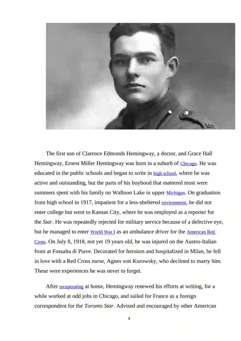 American “lost generation” literature of the XX century. Ernest Hemingway 4