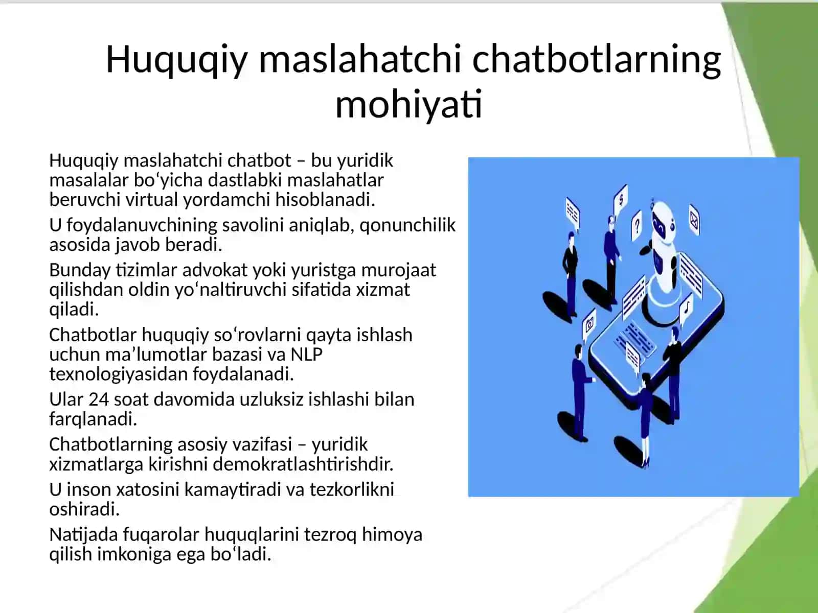 Huquqiy maslahatchi chatbotlar va ularning imkoniyatlari 4