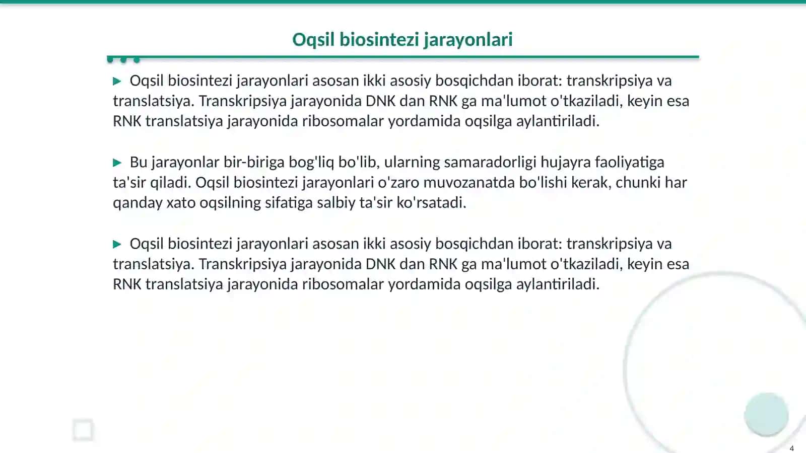 Oqsil biosintezi 4