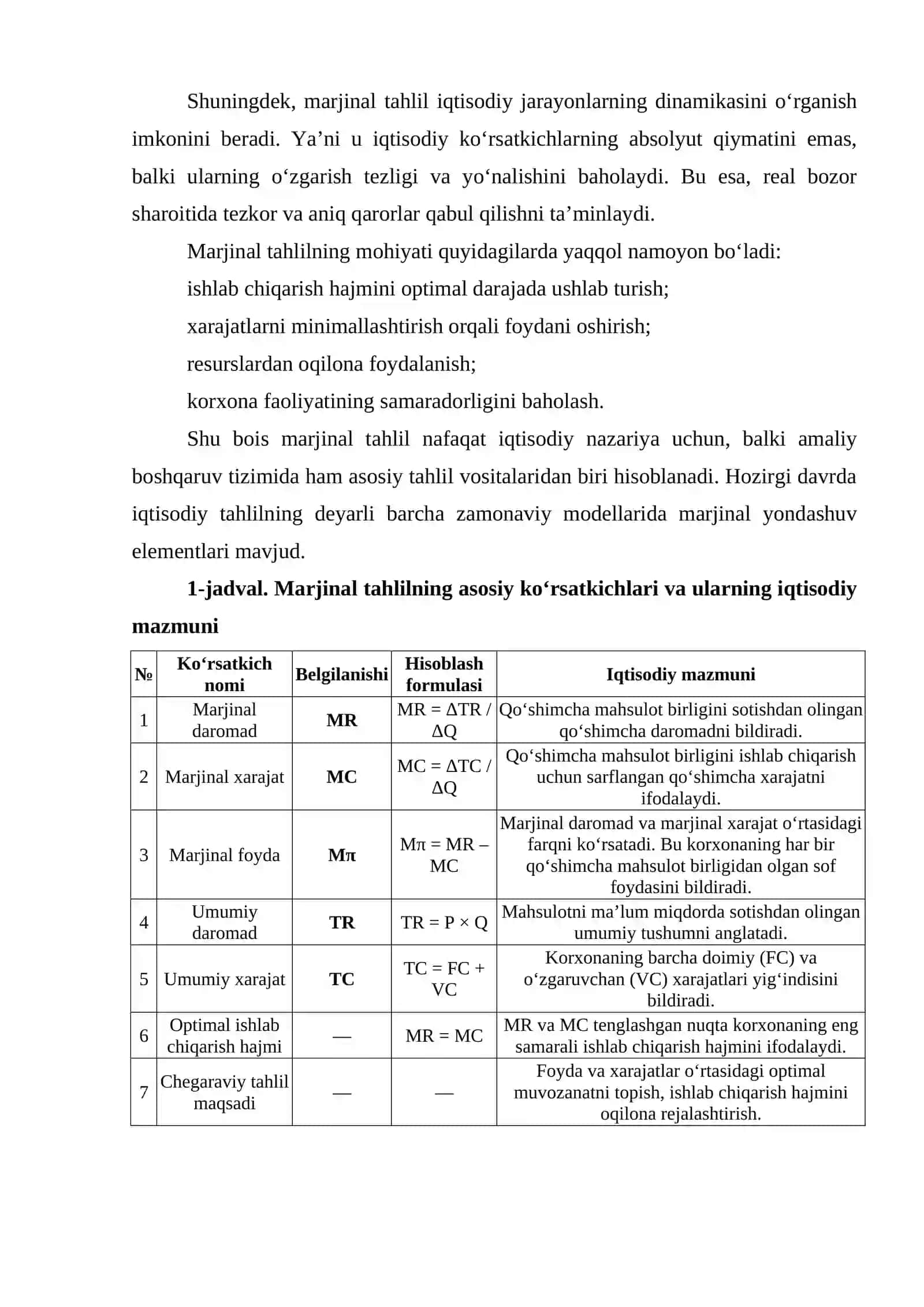 Marjinal tahlil usullaridan foydalanish 4