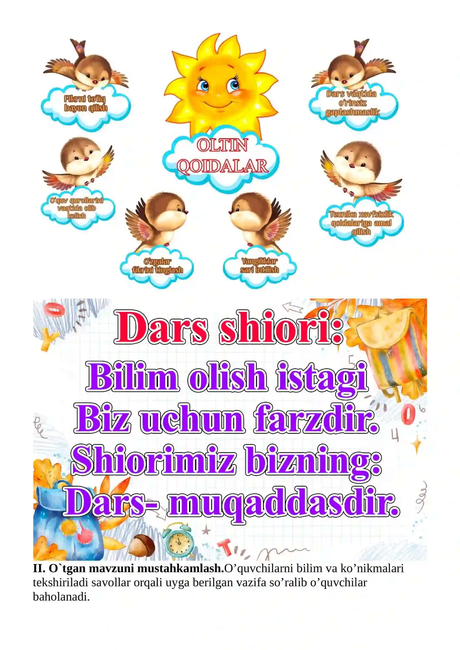 Koʻklam — yashnaydi olam. Bahor ta'rifi 1-sinf o'qish savodxonligi dars ishlanmasi 4