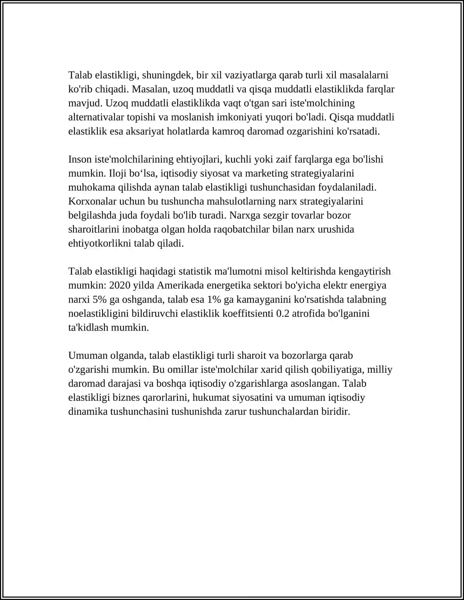 TALAB VA TAKLIF ELASTIKLIGI 4