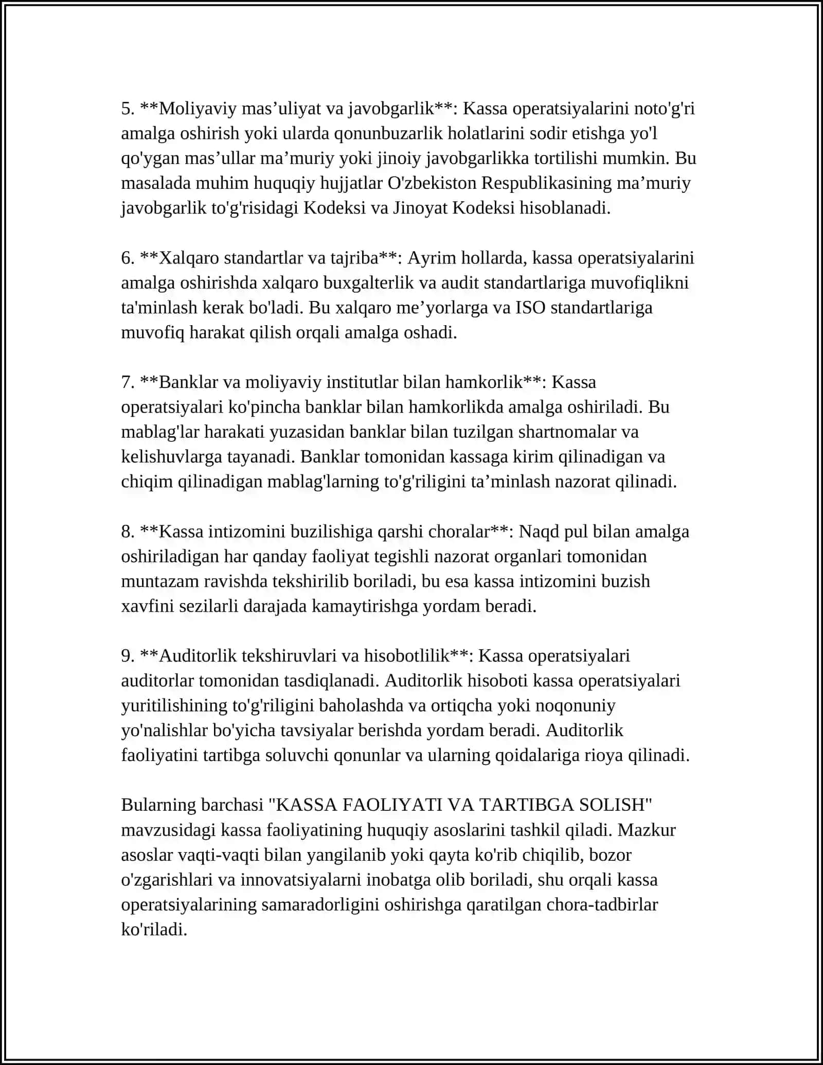 KASSA FAOLIYATI VA TARTIBGA SOLISH 4
