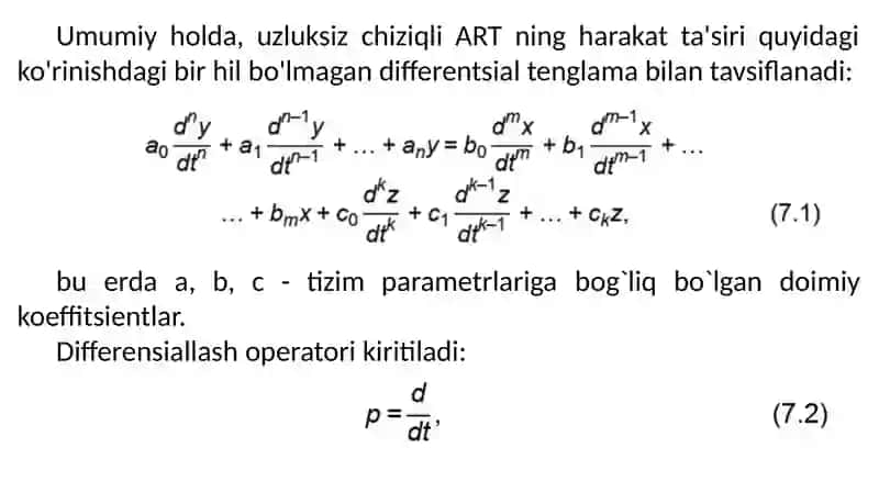 VisSim dasturida ARTning uzatish funksiyasini modellashtirish 4