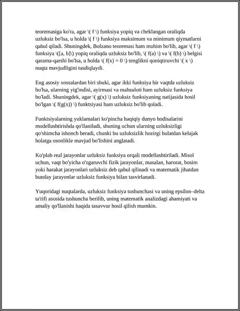 UZLUKSIZ FUNKSIYA VA UNING XOSSALARI 4