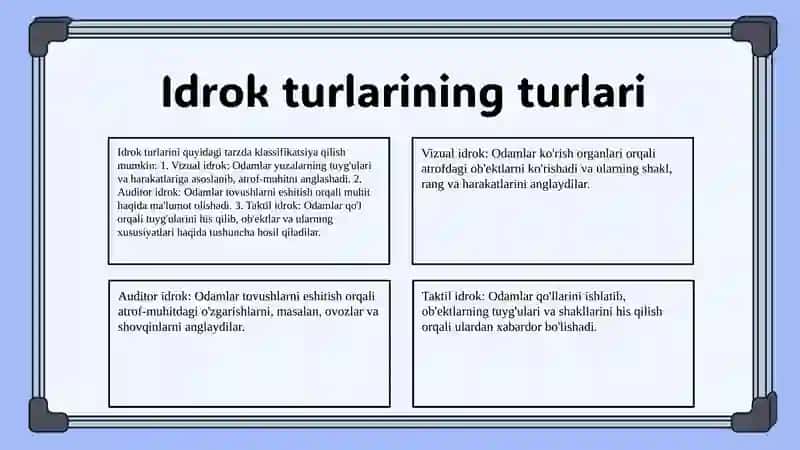 Idrok turlari 4
