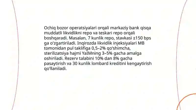 Global moliyaviy-iqtisodiy inqiroz tendensiyalari kuchayayotgan sharoitida davlatning pul-kredit siyosati vpsitalari 4