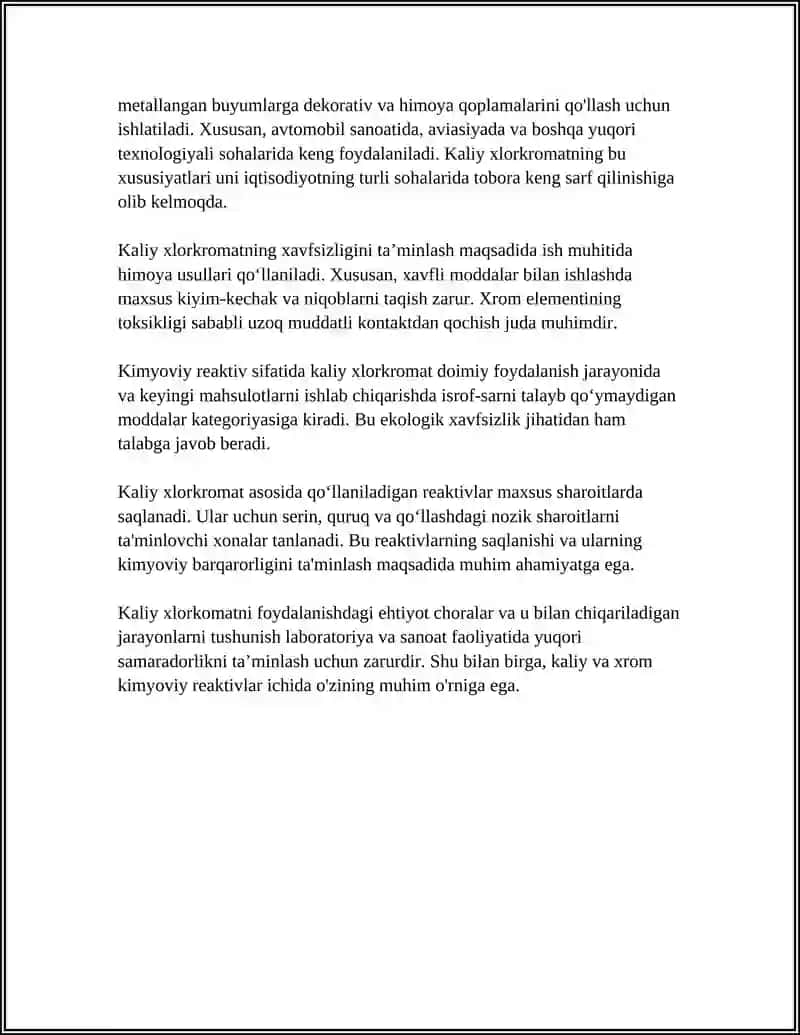 KALIY XLOROXROMATNING OLINISHI VA XOSSALARI 4