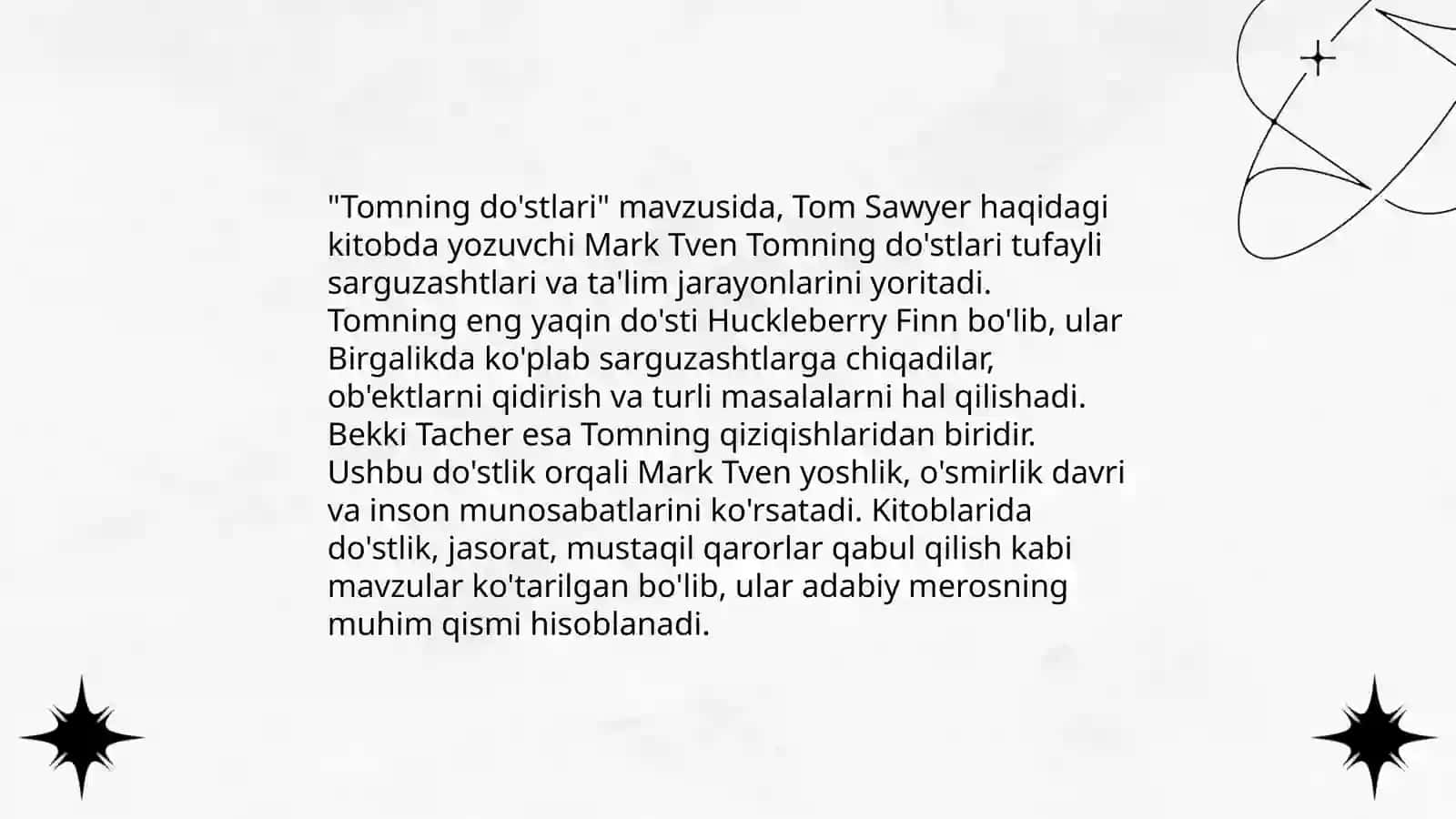 Mark Tvenning “Tom Soyerning sarguzashtlari”asari 4