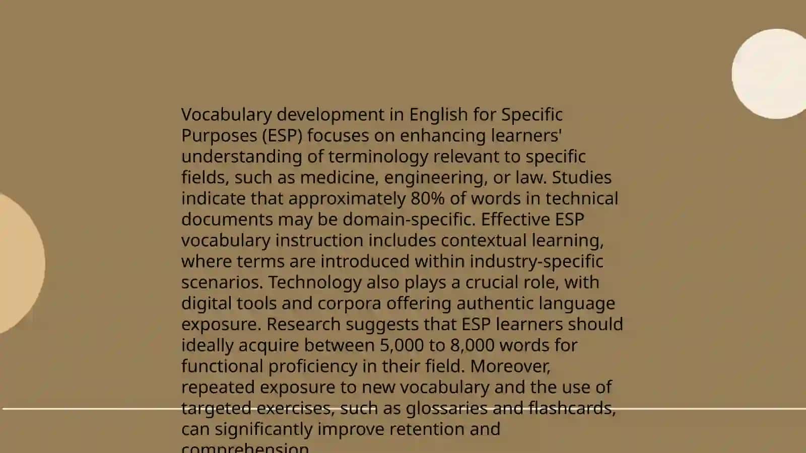 Teaching language aspects and skills in ESP and grammar 4