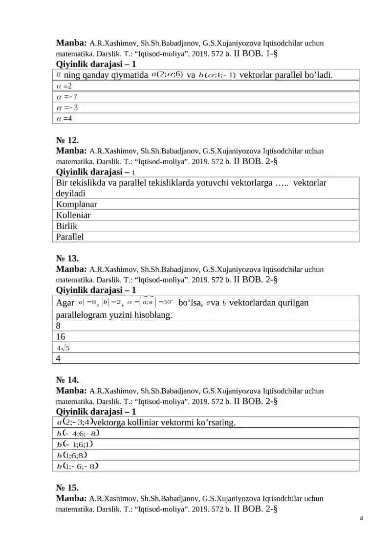 Iqtisodchilar uchun matematika 4