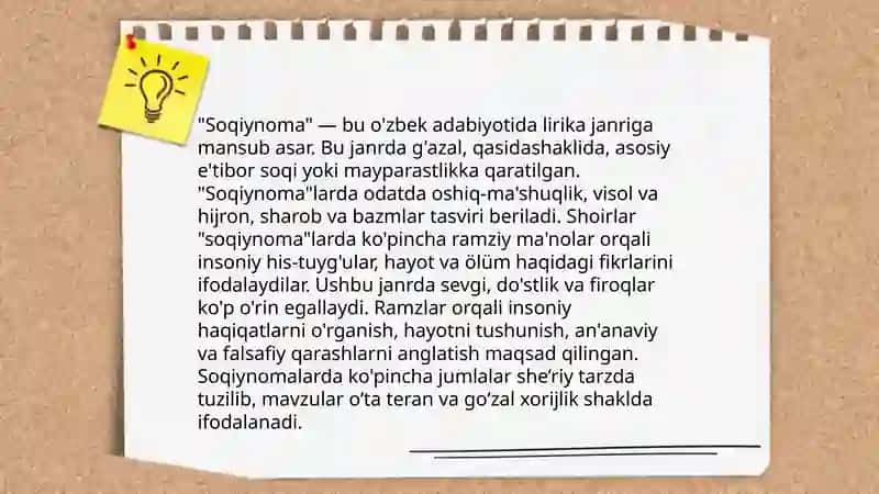 Alisher Navoiyning "Soqiynoma" kompozitsiysi 4
