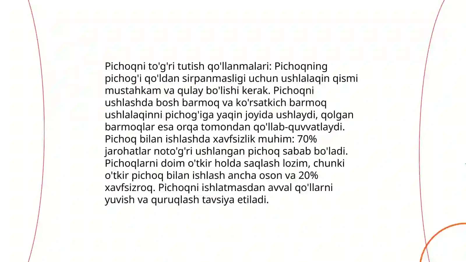 Pichoqdan foydalanish qoidalari 4