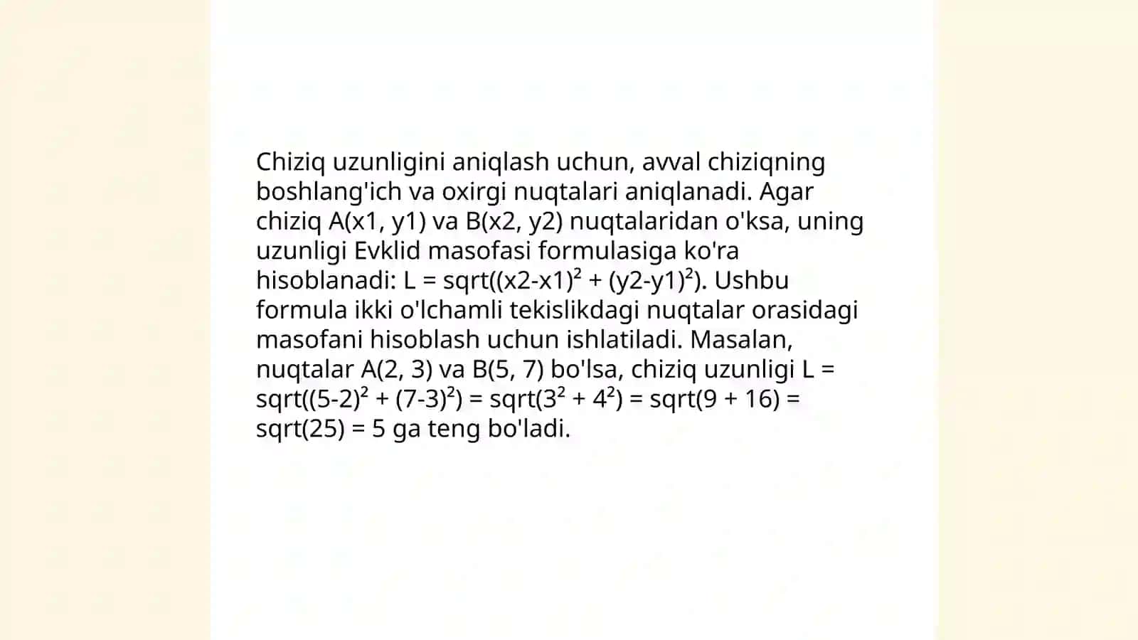 Burchak, chiziq, nisbiy balandliklar 4