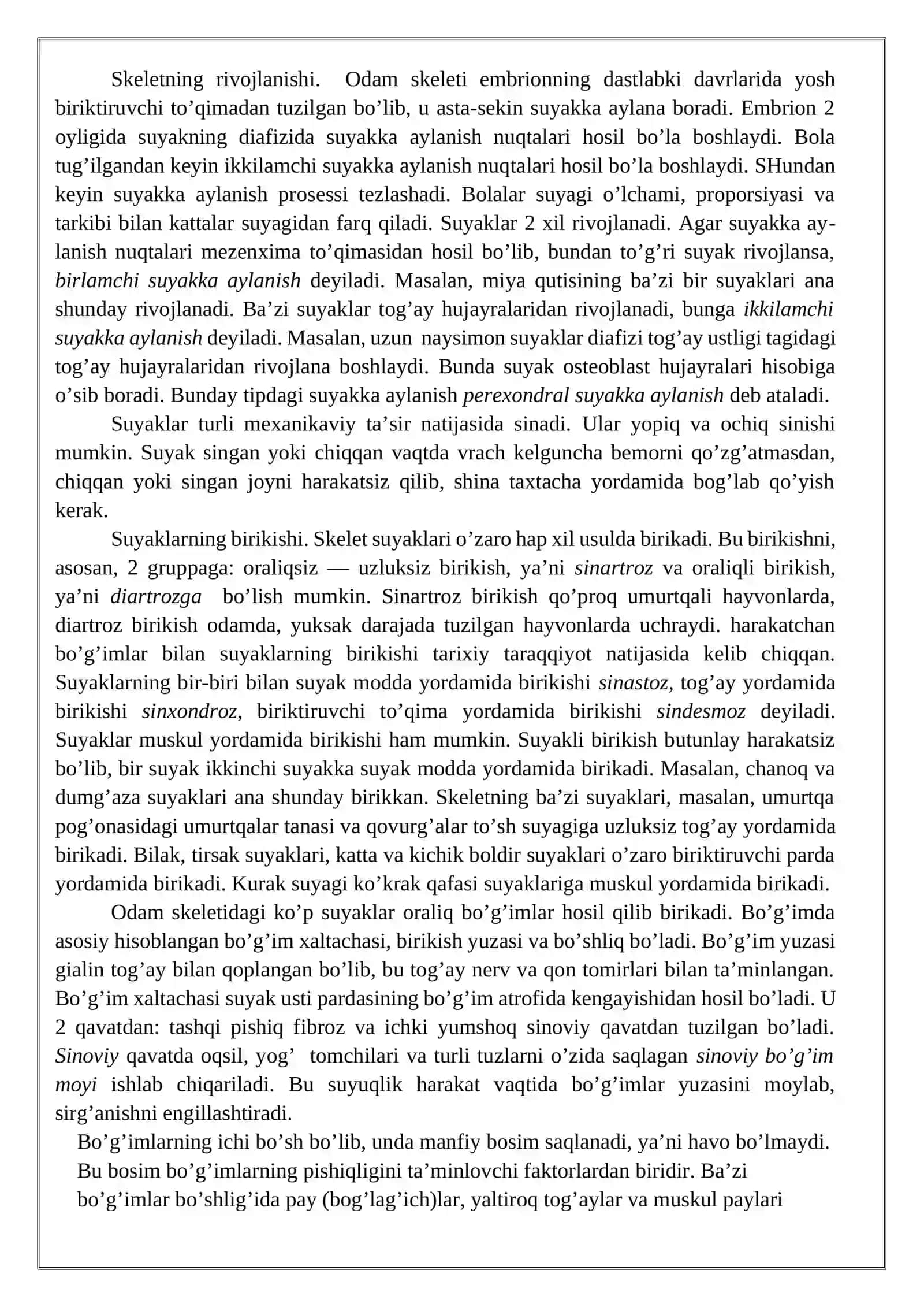 Skelet (tayanch-harakatlanish) sistemasining tuzilishi 4