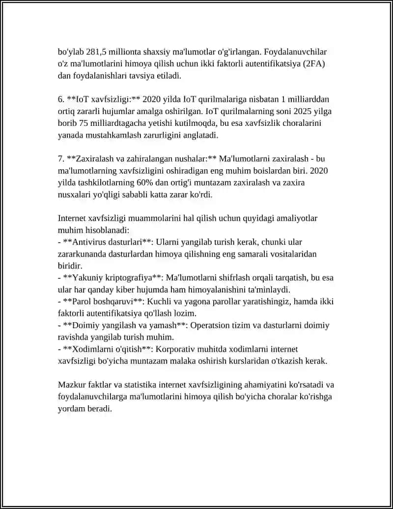 KIBERXAFSIZLIK VA XAKERLIK ASOSLARI Referat 4