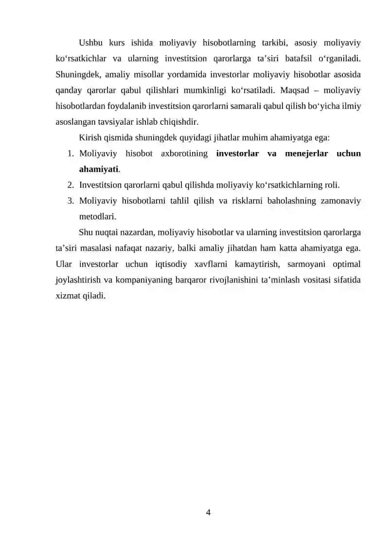 Moliyaviy Hisobot Axborotlardan Foydalanish 4