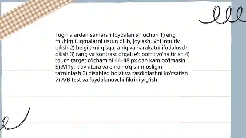Tugmalardan foydalanishning qoidalari 4