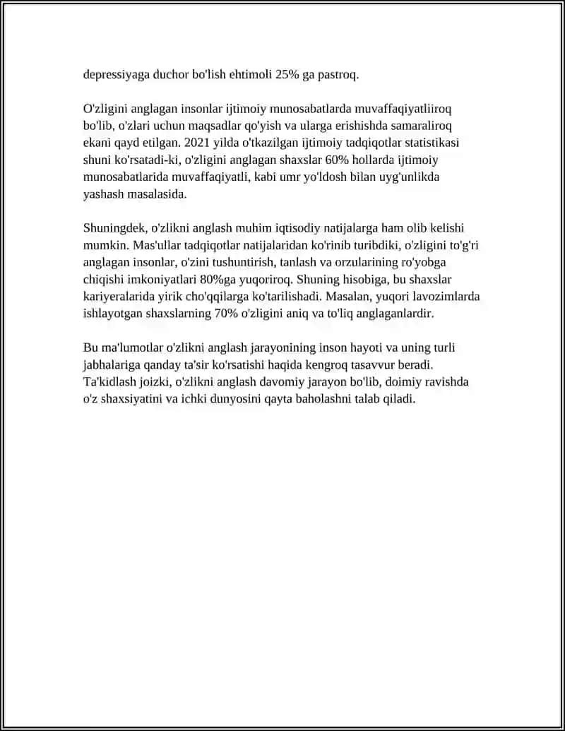 O'zlikni Anglash 4
