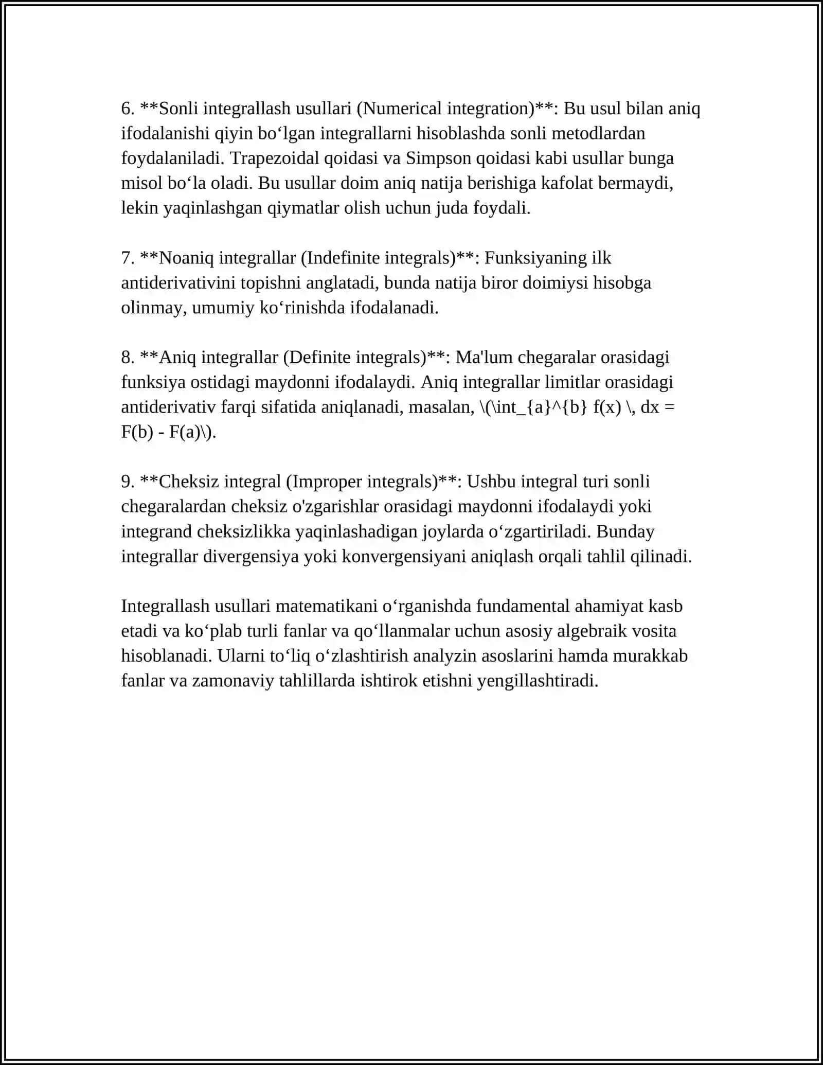 INTEGRALLASH USULLARI 4