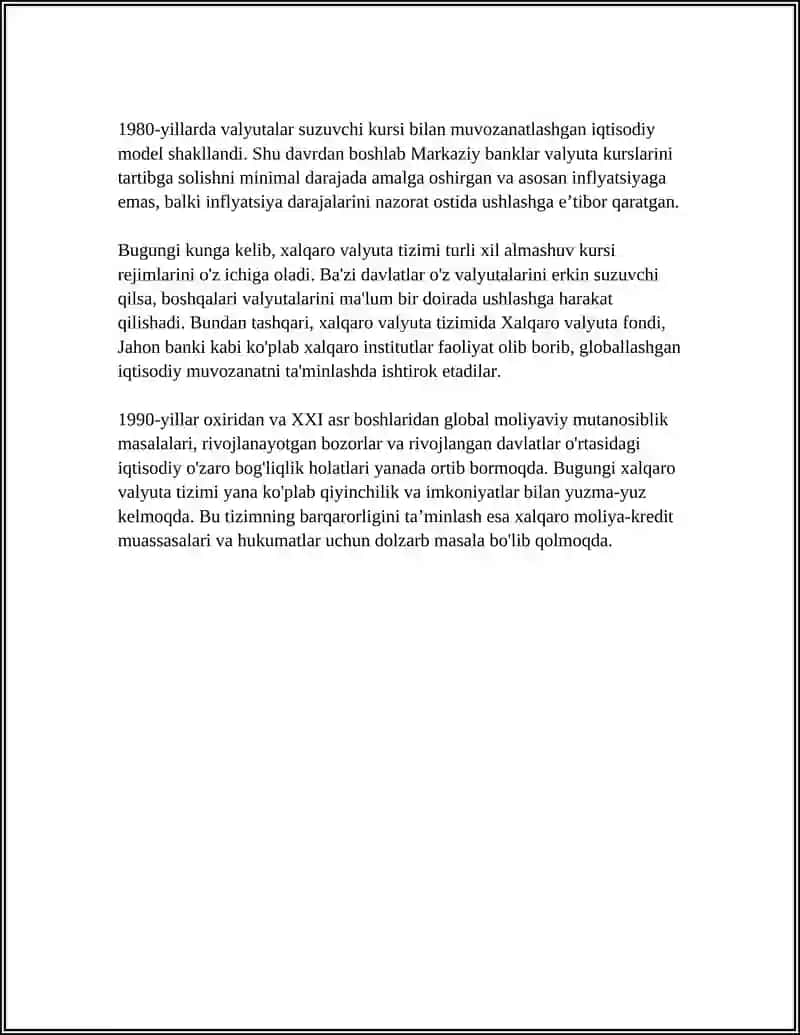XALQARO VALYUTA VA MOLIYA-KREDIT TIZIMLARI 4