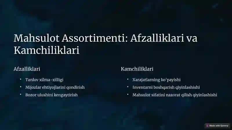 Mahsulot Assortimenti va Sifati 4