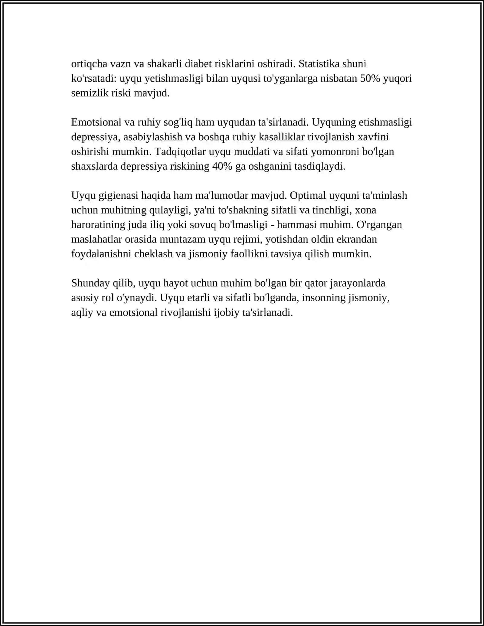 Uyquning rivojlanishga ta'siri 4